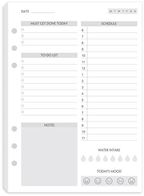 (Set of 3) A5 To Do List Refill Paper, Undated Daily Schedule, Day ...