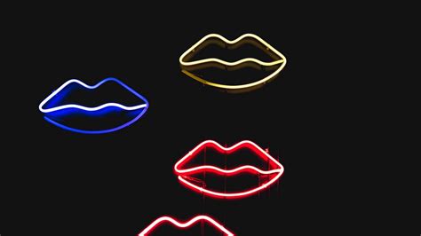 Wallpaper lips, neon, colorful, glow, dark hd, picture, image