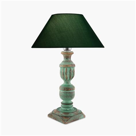 Buy HOMESAKE Wooden Rustic Alagae French Trophy Carved Table Lamp with ...