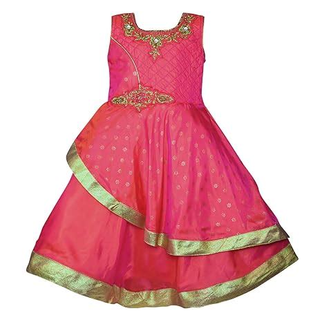 Wish Karo Girls' Maxi Dress (Lf144Pnk_3-4 Years_Pink_3-4 Years ...