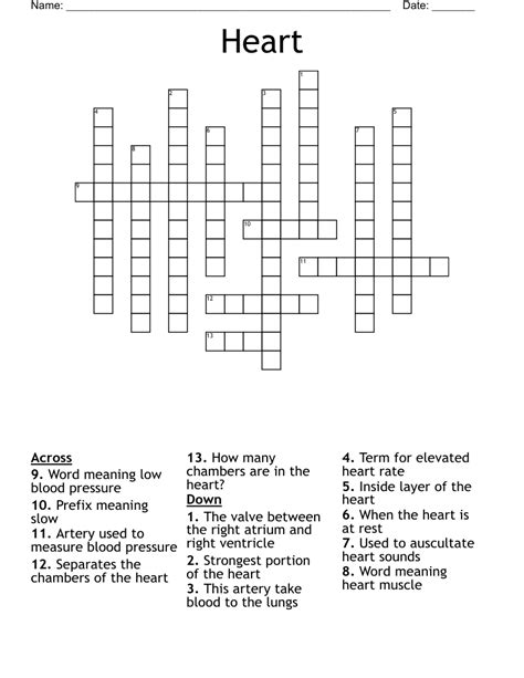 Heart Crossword - WordMint