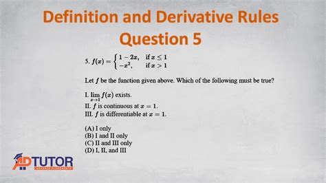 AP Calculus AB / Differentiation: Definition and Basic Derivative Rules ...