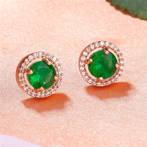 Buy Estele Rose Gold Plated CZ Circular Designer Stud Earrings with ...
