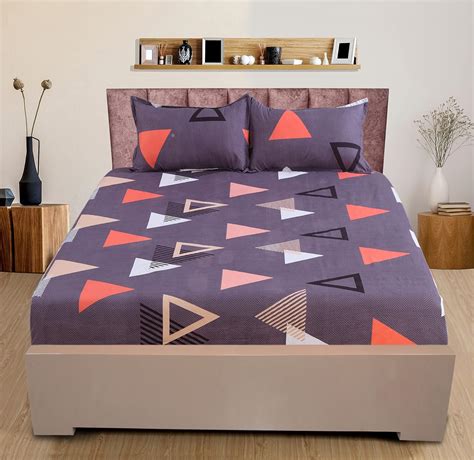 Buy Nendle Cotton 210TC Floral Double Bedsheet Queen Size 78x60 Inches ...