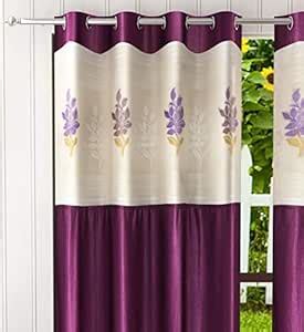 Buy LaVichitra 1 Piece Premium Door Curtain with Floral Net - 7ft, Wine ...