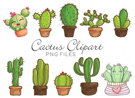 Cactus Clipart Bundle Cactus Png Files Cute Cactus Clip Art - Etsy