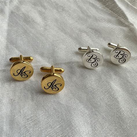 Custom Engraved Monogram Cufflinks | Gold Plated Silver Pair