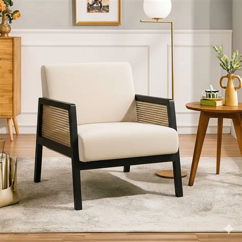 Premium Sheesham Wood Arm Chair with Cushion | Cane Chairs for Balcony ...