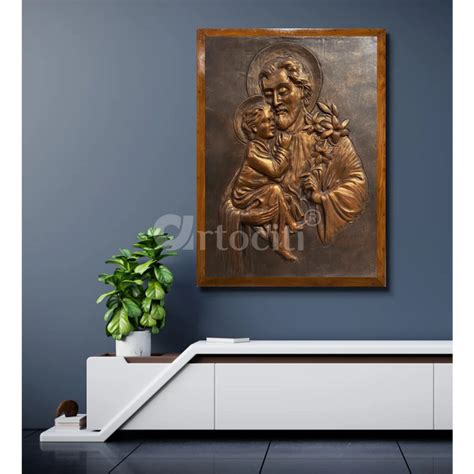Buy Saint Joseph with Baby Jesus 3D Relief Wall Art Online - Artociti