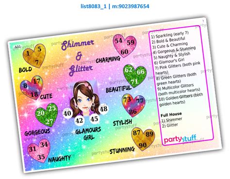 Shimmer Glimmer theme designs in Tambola Housie