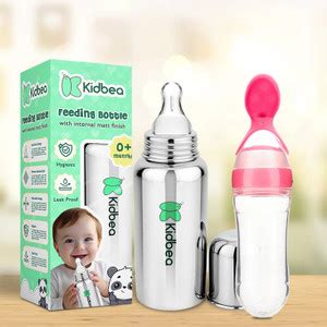 KIdbea Stainless Steel Infant Baby Feeding Bottle,Blue silicon Fruit ...