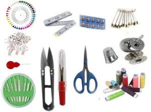 manrish Sewing Tools Kit/Threads,Needle,Chalk,Scissors,Cutter,Measuring ...