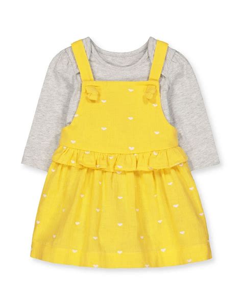 Buy Yellow Heart Woven Dress And Grey Bodysuit Set Online at Best Price ...