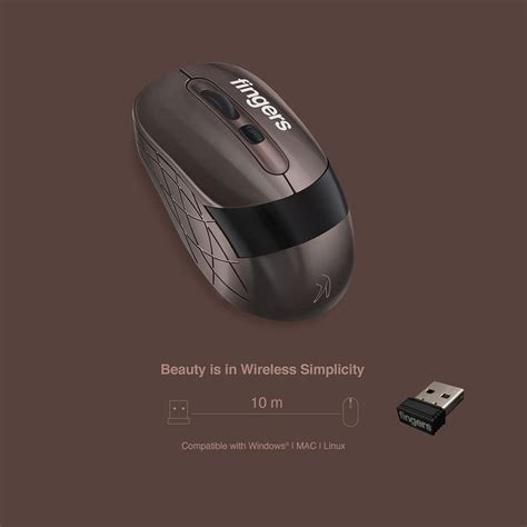 FINGERS AeroGrip Wireless Mouse with 2.4 GHz USB Receiver (Compatible