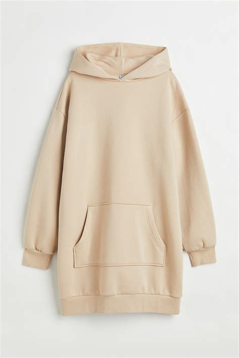 Hooded sweatshirt dress - Beige - Ladies | H&M IN