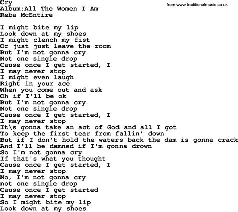 Cry, by Reba McEntire - lyrics
