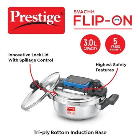 Prestige Svachh Flip-on Stainless Steel Spillage Control Pressure Cook ...