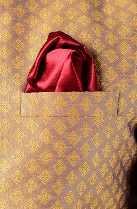 Violet Gold Designer Brocade Half Jodhpuri Jacket With Kurta Pajama Se ...