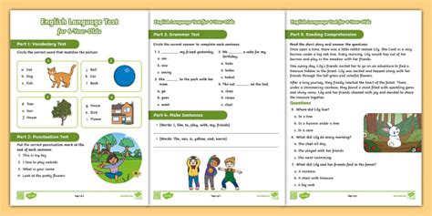 Primary 1 English Test Paper Set 2