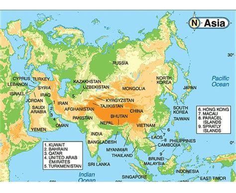 Physical Map of Asia 的图像结果