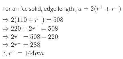 The edge length of a face centered cubic cell of an ionic substance is ...