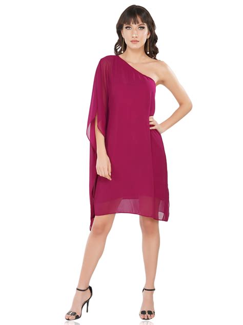 Plum One Shoulder Draped Dress