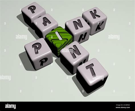 PINK PAINT crossword by cubic dice letters, 3D illustration Stock Photo ...