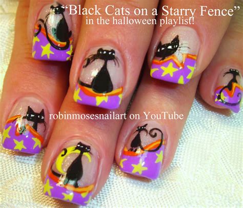 Nail Art by Robin Moses: "Halloween nails" "black cat nails" "black cat ...