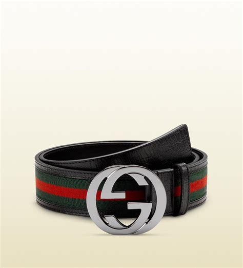 Gucci Signature Web Belt With Interlocking G Buckle in Green (Red) - Lyst