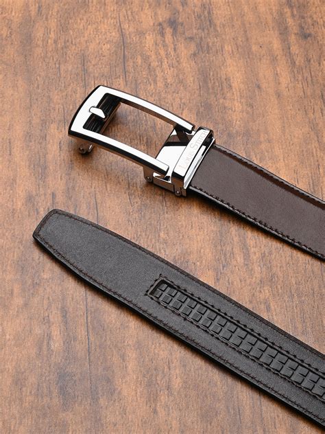 Premium VT Leather Men's Chrome Buckle Auto Lock Belt