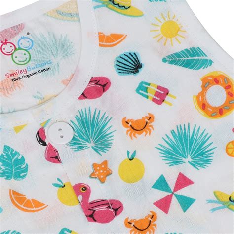 Organic Muslin Jabla Clothing Set For Infants Baby | Smiley Buttons