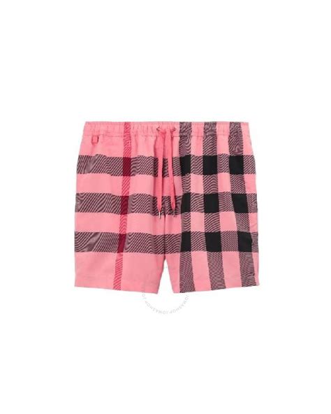 Burberry Martin Giant Check Swim Trunks in Pink for Men | Lyst