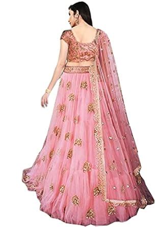 Buy Rudra Creation Women's Net Embroidered Semi-Stitched Lehenga Choli ...
