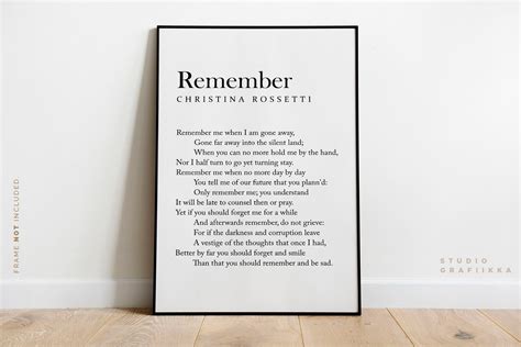 Remember Christina Rossetti Poem High Quality Poster Literary Print ...