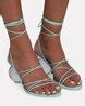 Buy Cult Gaia Su 76Mm Heeled Sandals With Tie-Up Straps | Green Color ...