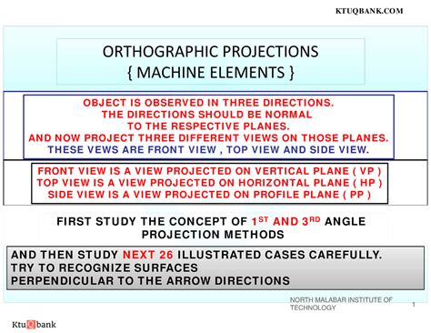 1. ORTH PROJ-M Elements - ORTHOGRAPHIC PROJECTIONS { MACHINE ELEMENTS ...