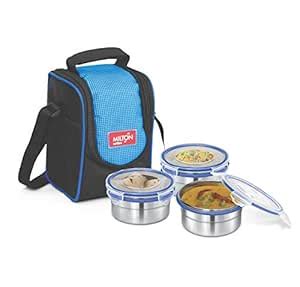 Buy MILTON Steel Meal-3 Tall Lunch Pack with 3 Containers and Bag, Blue ...