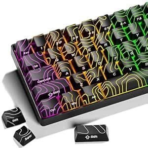 XVX Black Keycaps, Doubleshot PBT Keycap Set, Backlit Topographic ...