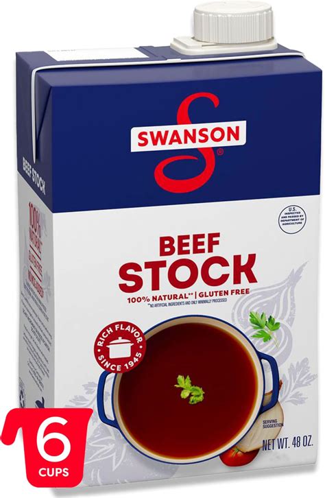 Amazon.com : Swanson 100% Natural Beef Broth, 48 oz Carton : Grocery ...