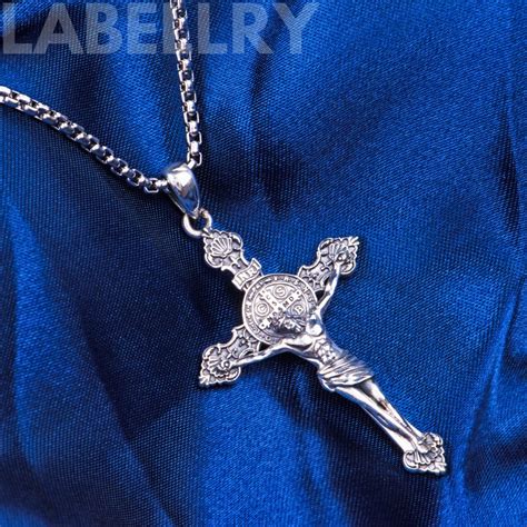 Sterling Silver Jesus Cross Necklace, Faithful Crucifix Necklace, Holy ...