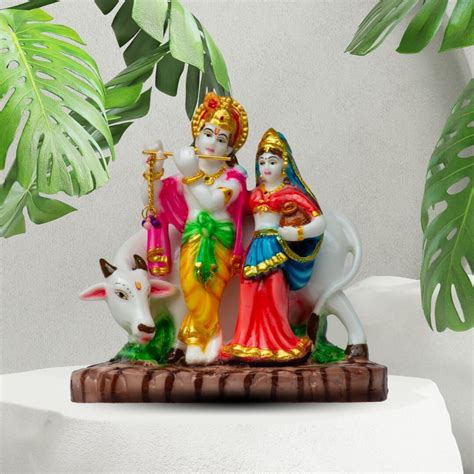 Sacred Harmony: Radha Krishna Idol with Cow | Arte House