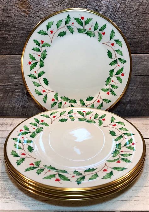 Set of 4 (Four) LENOX Holiday (Dimension Collection) DINNER PLATES ...