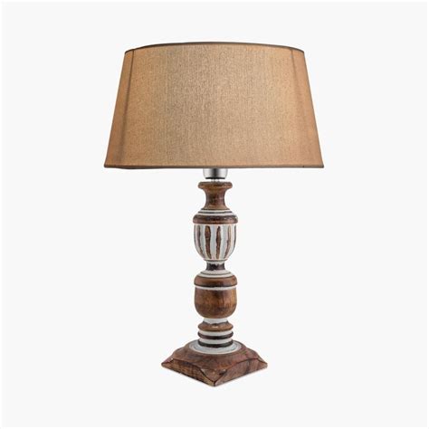 Buy HOMESAKE Contemporary Decor Brown Textured Wooden Table Lamp from ...