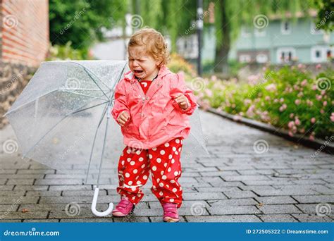 Cute Adorable Crying Sad Toddler Girl on a Walk. Little Baby Child Going for Walk with Parents ...