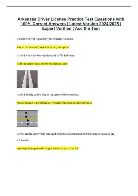 Arkansas Driver License Practice Test Questions with 100% Correct ...