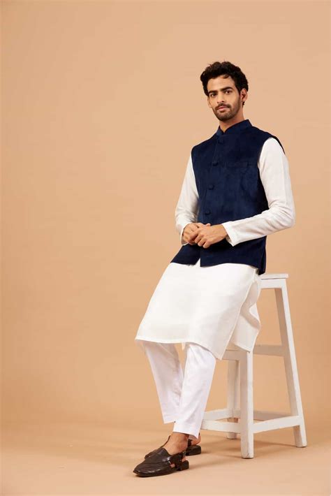 Hilo Design Buy Mens Velvet Dark Blue Nehru Jacket – HILO DESIGN