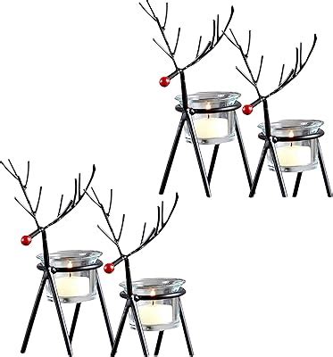 Buy TIED RIBBONS Set of 2 Reindeer Tealight Candle Holders with Glass ...