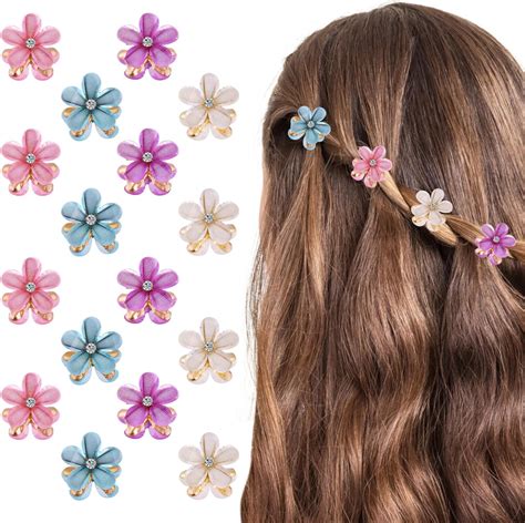 Amazon.com : cobee 16Pcs Flower Hair Clips Crystal Rhinestone Petal ...