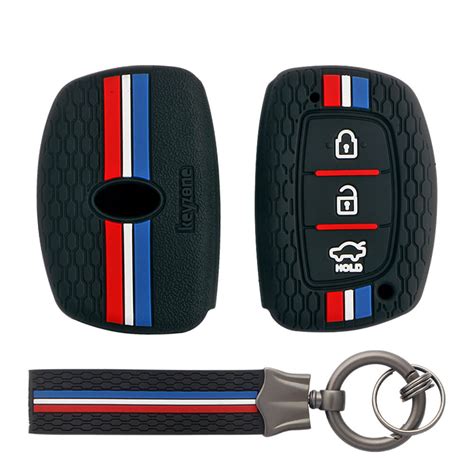 Keyzone striped key cover and keychain fit for : Exter, Creta, Elite I