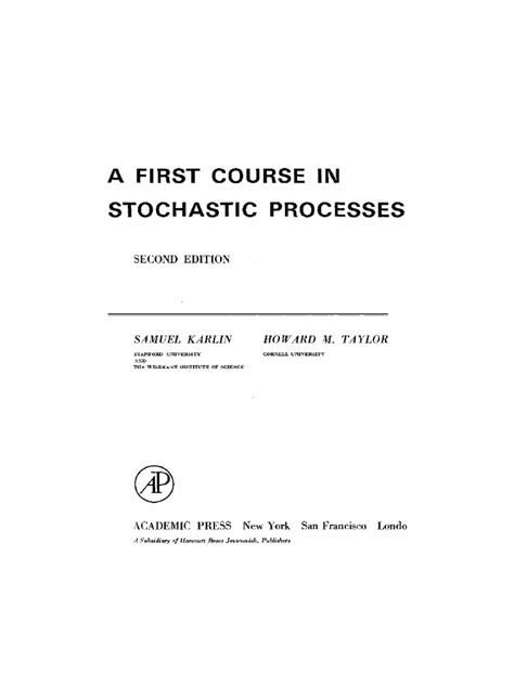 Image result for A Second Course in Stochastic Processes